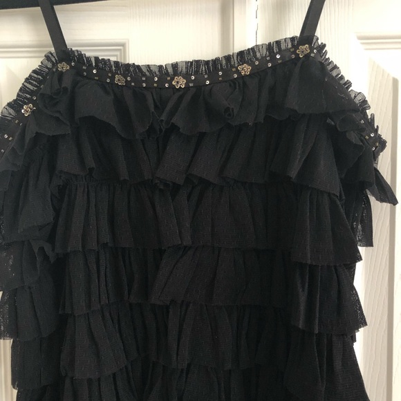 Black Multi Tiered Embellished Top - Picture 2 of 3